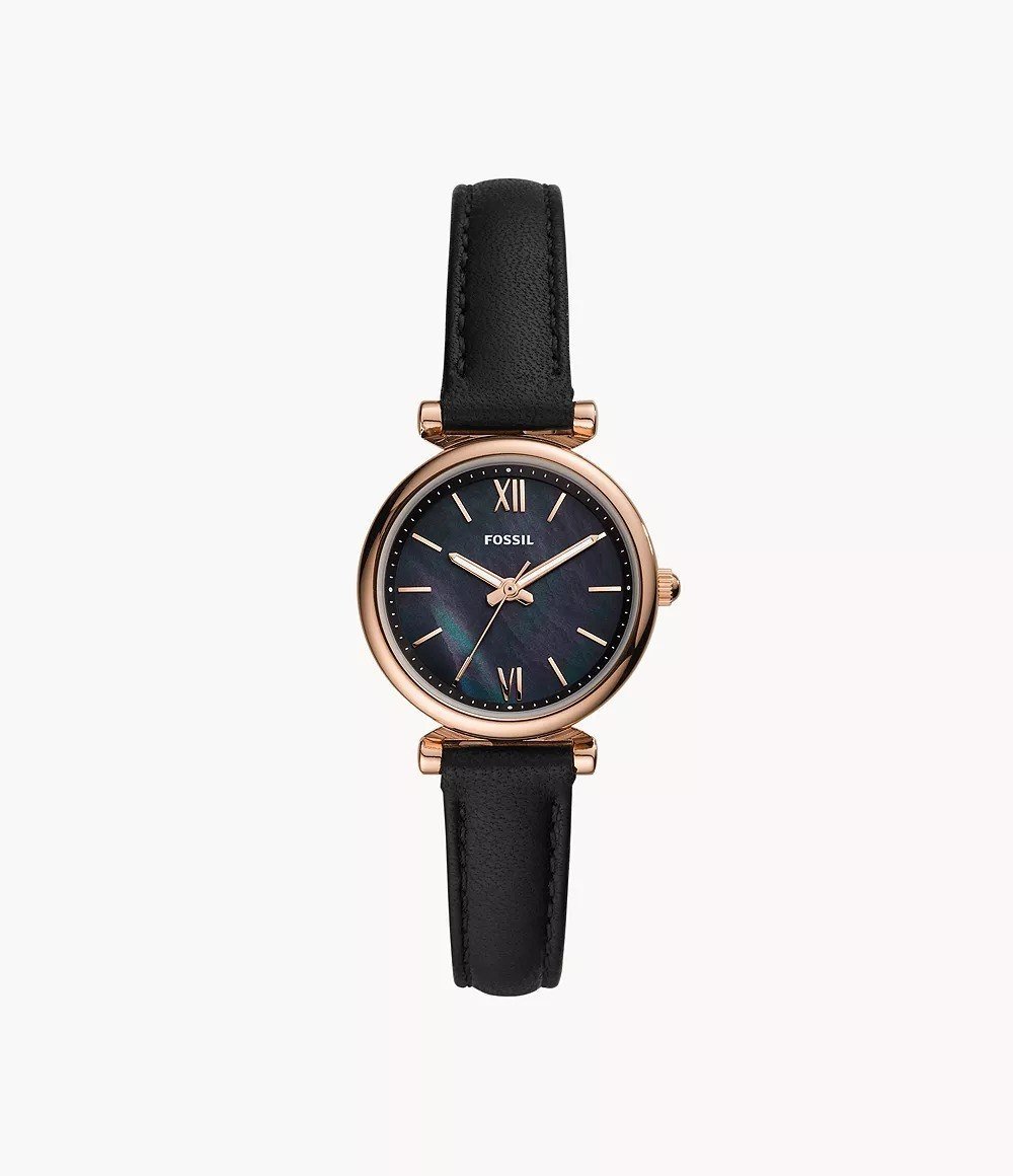 Carlie Mini 28mm Three-Hand Brown Leather Watch