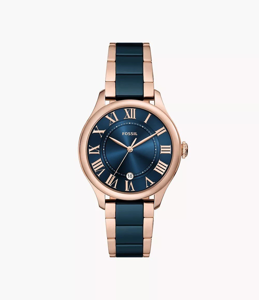Gilmore 38mm Three-Hand Date Gold-Tone and White Ceramic Watch