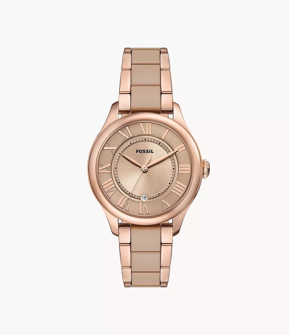Gilmore 38mm Three-Hand Date Gold-Tone and White Ceramic Watch