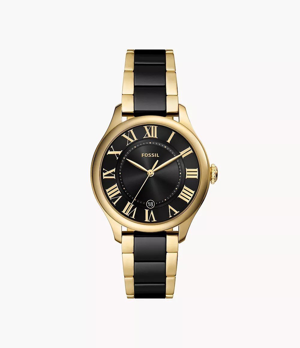 Gilmore 38mm Three-Hand Date Gold-Tone and White Ceramic Watch
