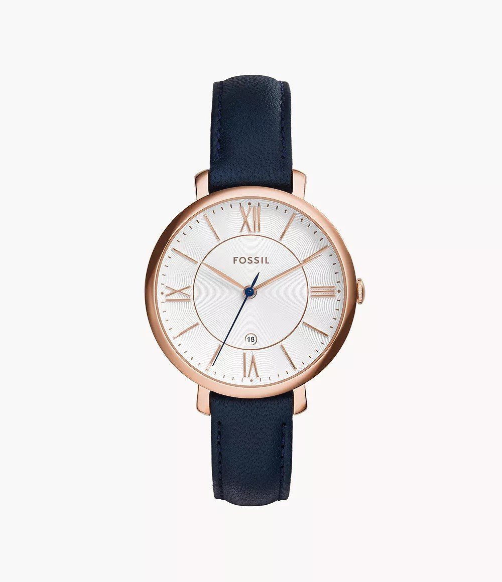 Jacqueline 36mm Three-Hand Date Blush Leather Watch