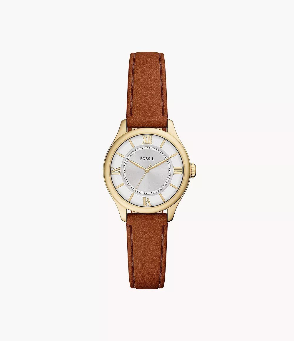 Gilmore 28mm Three-Hand Brown Leather Watch