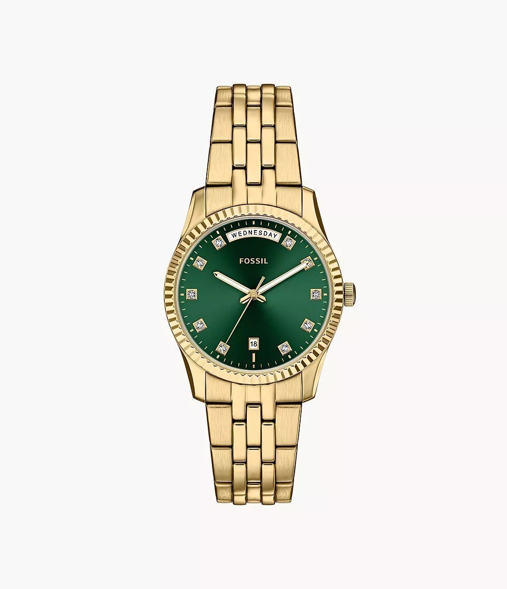 Scarlette 34mm Three-Hand Day-Date Gold-Tone Stainless Steel Watch