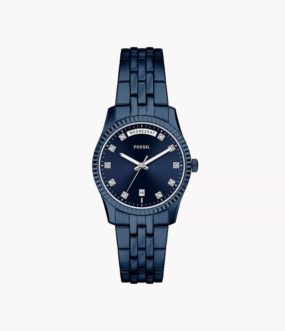 Scarlette 34mm Three-Hand Navy Stainless Steel Watch