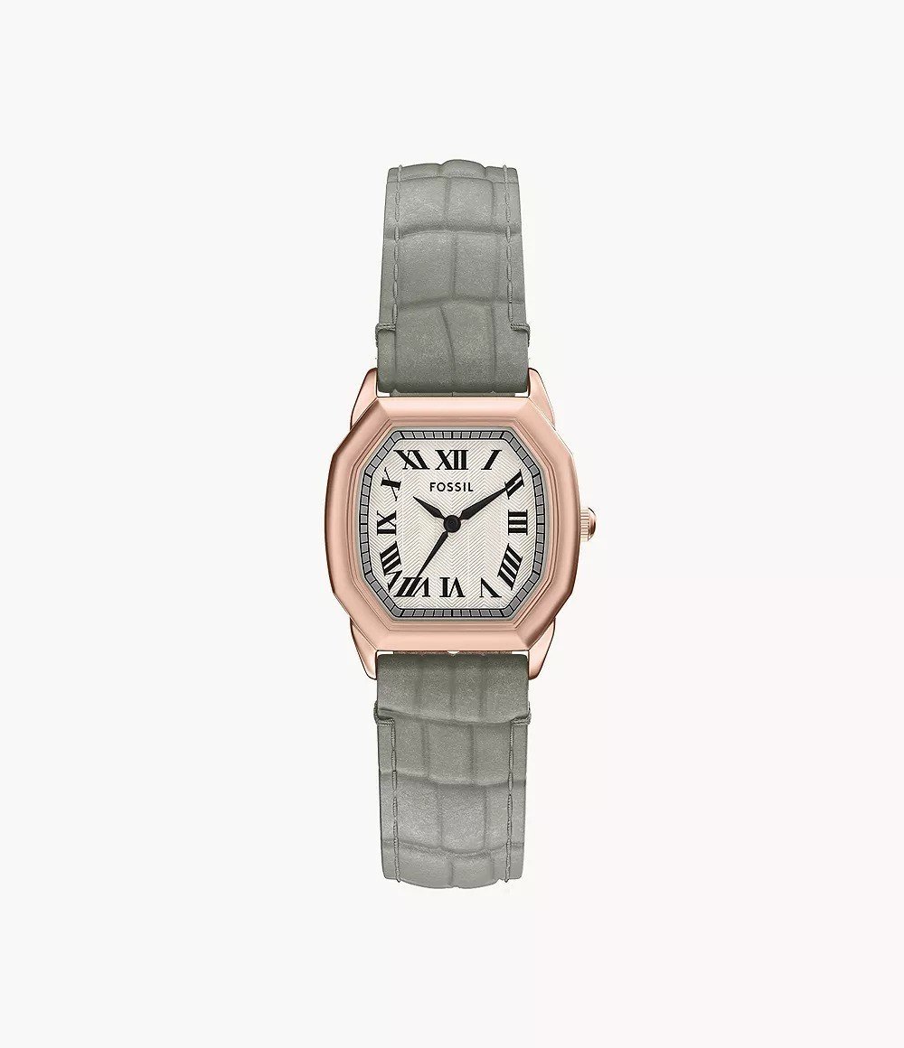 Harlow 27mm Three-Hand Gray Croco Leather Watch