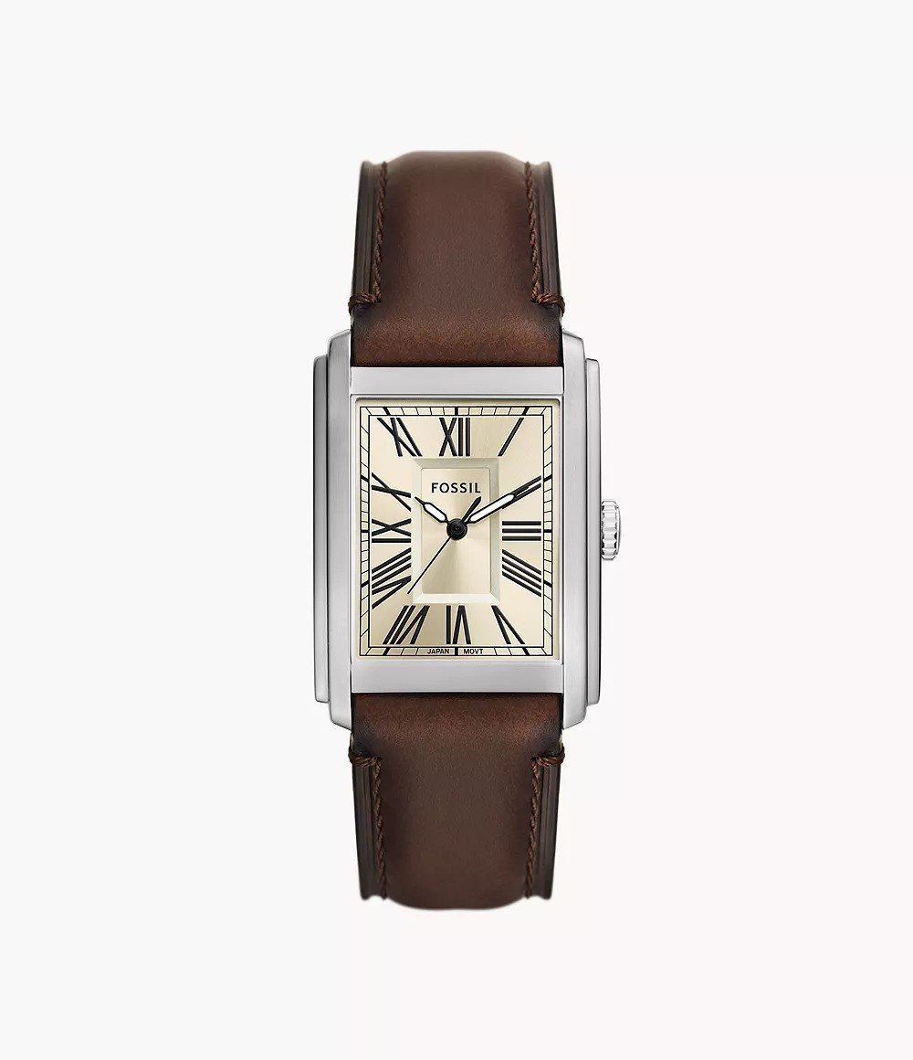 Carraway 30mm Three-Hand Black Croco Leather Watch