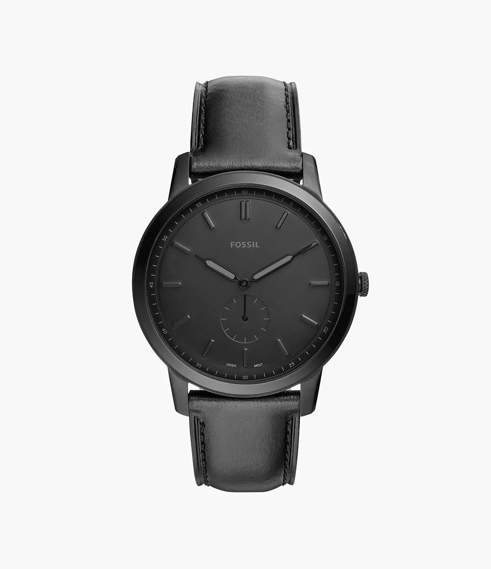 Minimalist 44mm Three-Hand Brown Leather Watch