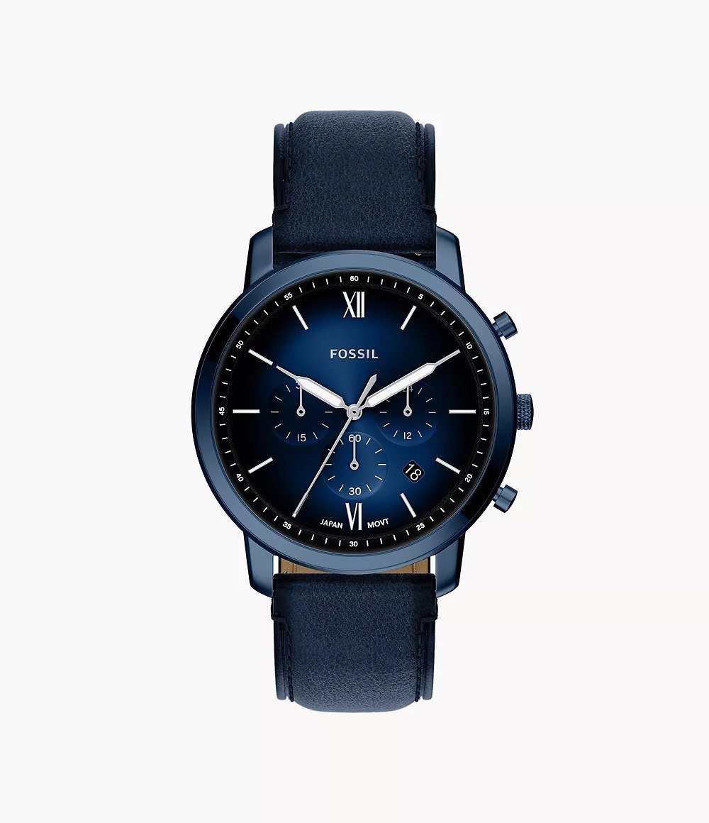 Neutra 44mm Chronograph Navy Leather Watch