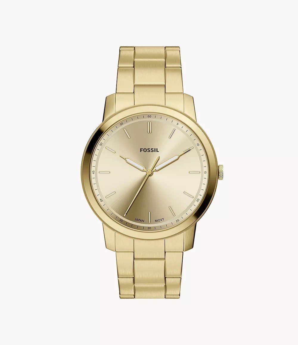 Minimalist 44mm Three-Hand Two-Tone Stainless Steel Watch