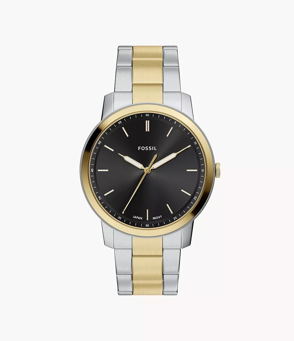 Minimalist 44mm Three-Hand Two-Tone Stainless Steel Watch