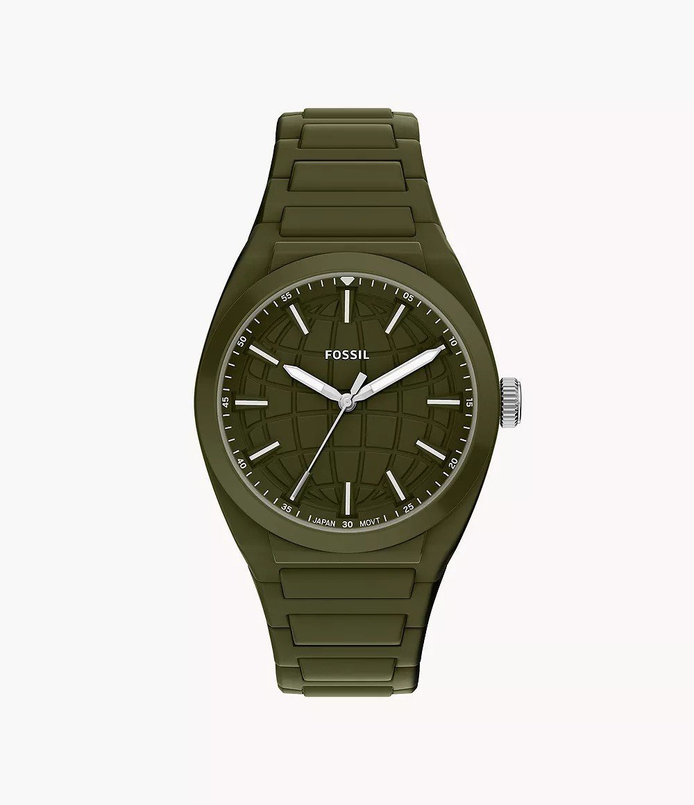 Everett 42mm Three-Hand Black Silicone Watch