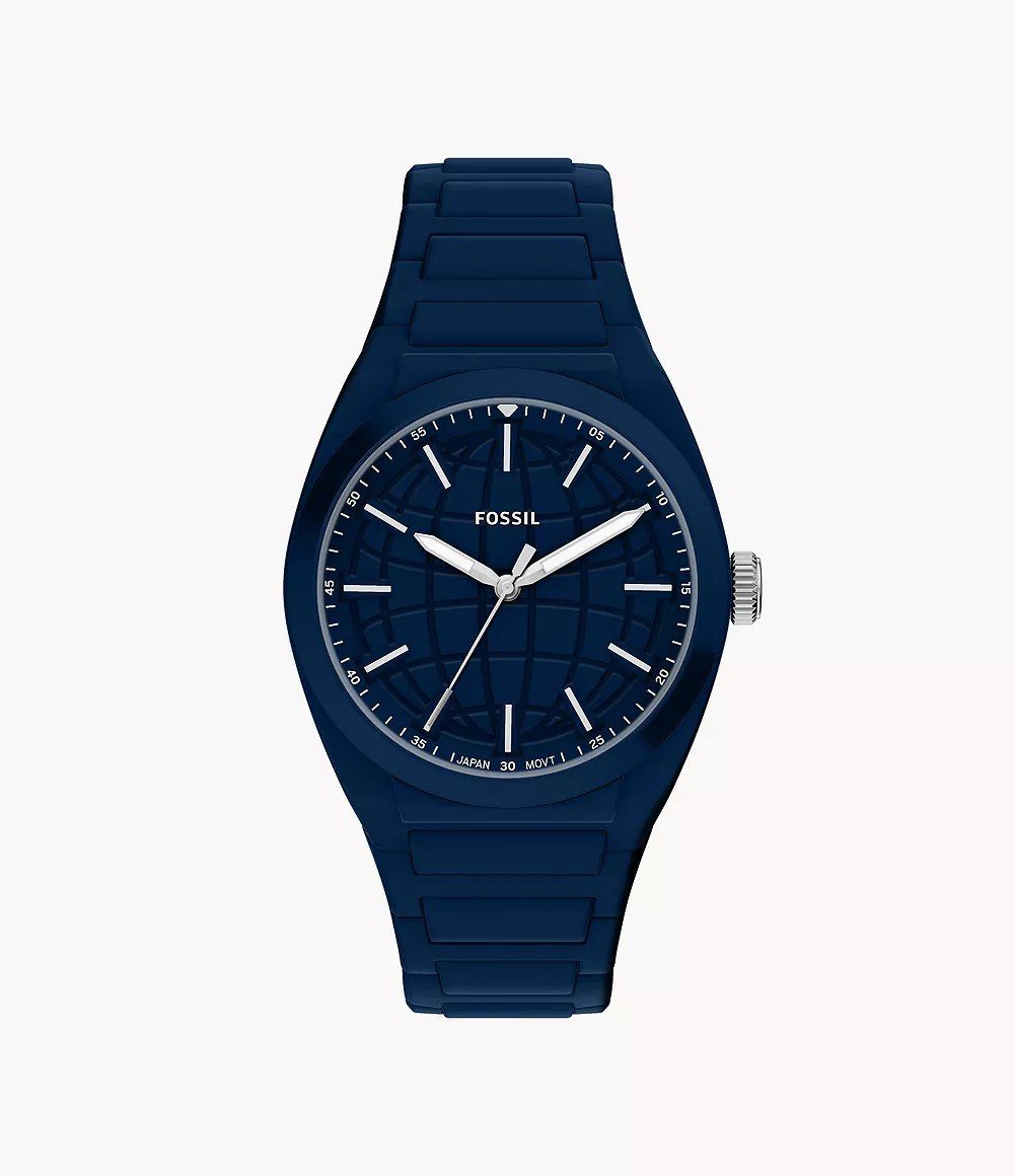 Everett 42mm Three-Hand Black Silicone Watch