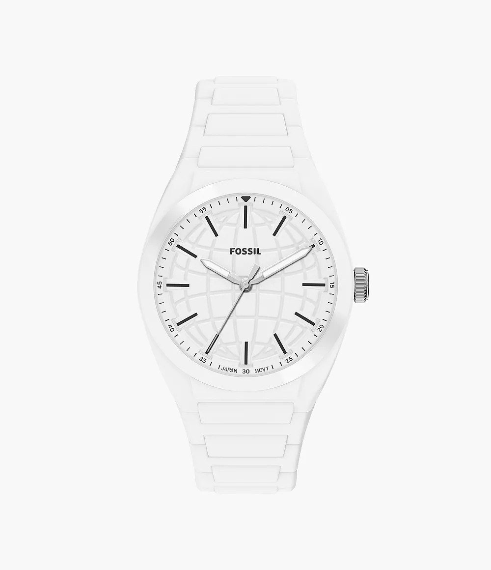 Everett 42mm Three-Hand Black Silicone Watch