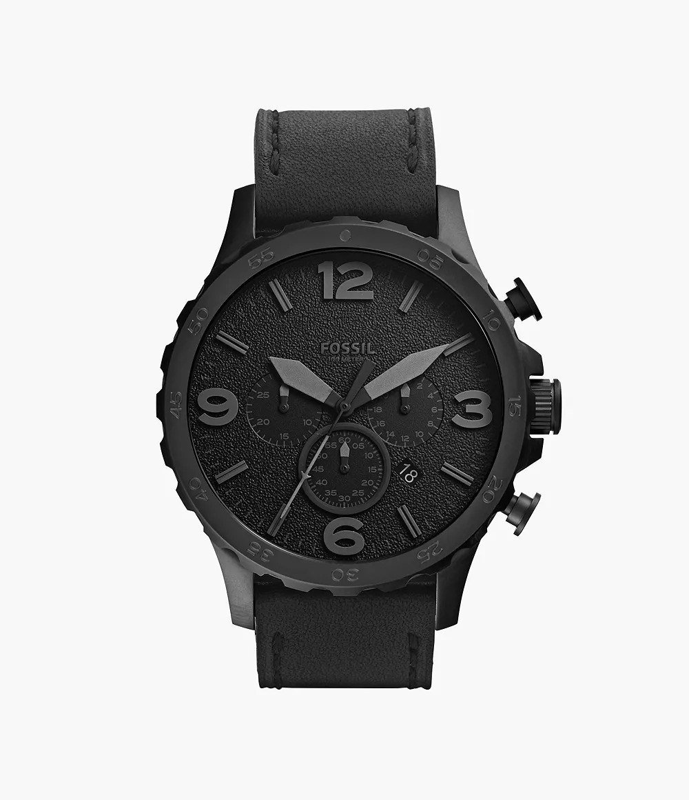 Nate 50mm Chronograph Brown Leather Watch