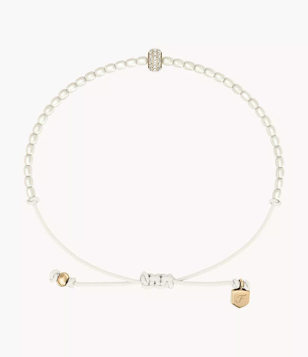 Sutton Mini Moments White Acrylic Pearl Beaded Rondelle Bracelet
