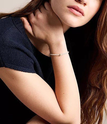 Sutton Mini Moments White Acrylic Pearl Beaded Rondelle Bracelet