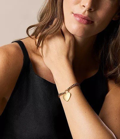 Sutton Gold-Tone Stainless Steel Heart Bracelet