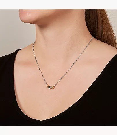 Sutton Heart Tri-Tone Steel Necklace