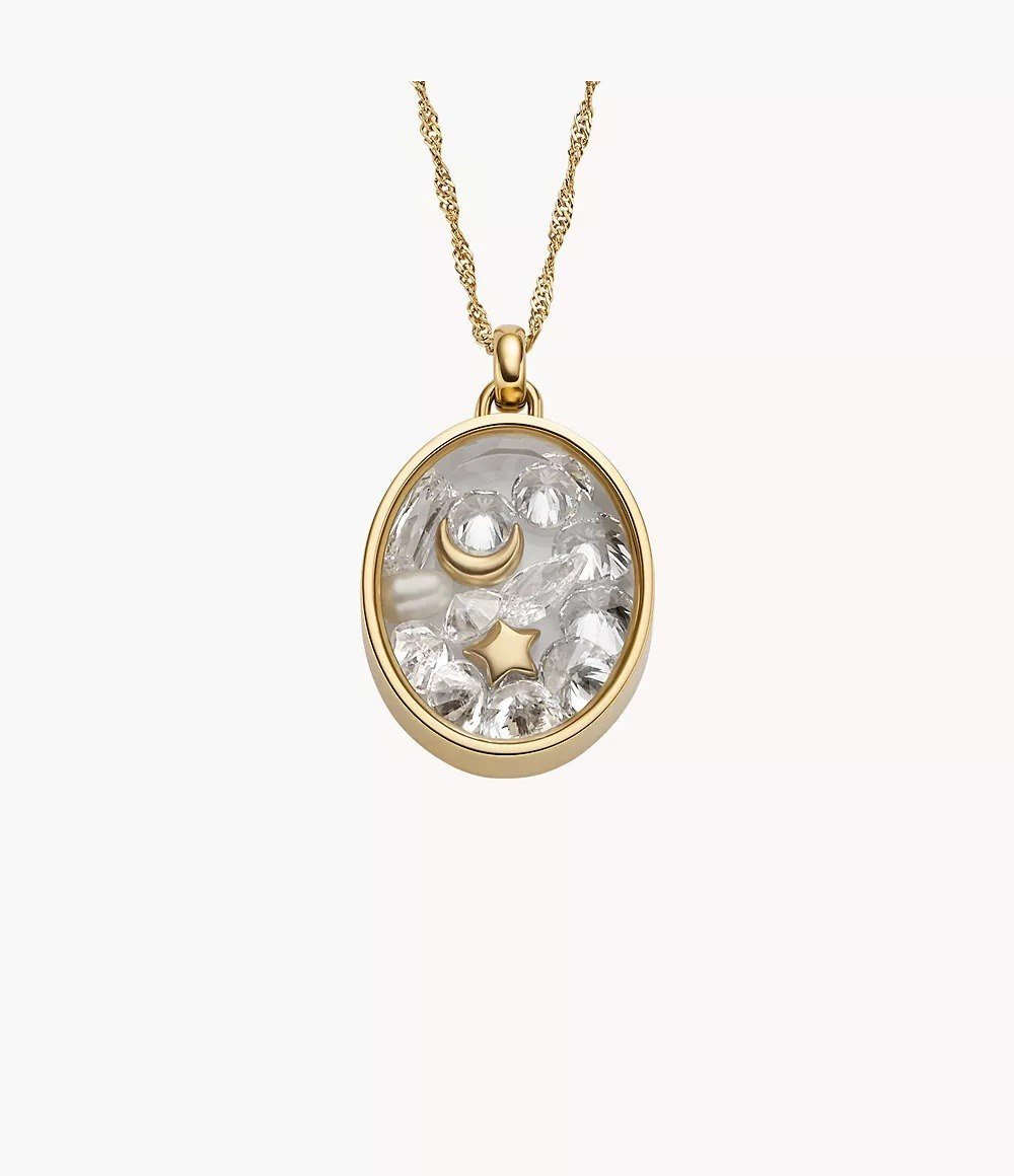 Sutton Shaky Glitz Gold-Tone Stainless Steel Moon and Star Pendant Necklace