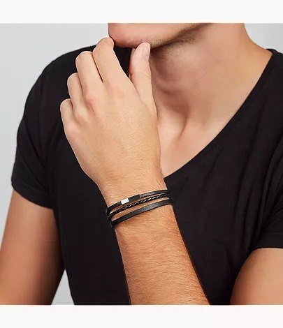 Black Multi-Strand Leather Bracelet