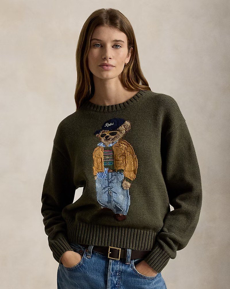Polo Bear Cotton Crewneck Sweater