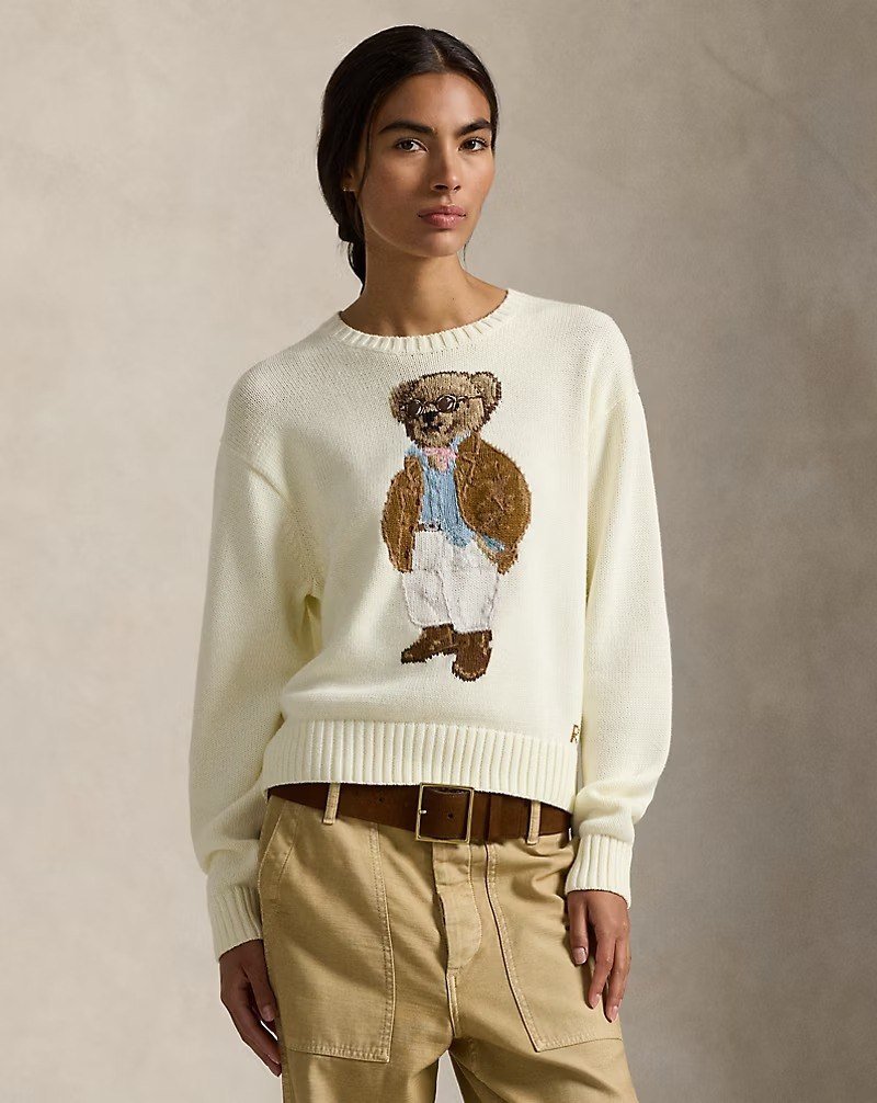 Polo Bear Cotton Crewneck Sweater