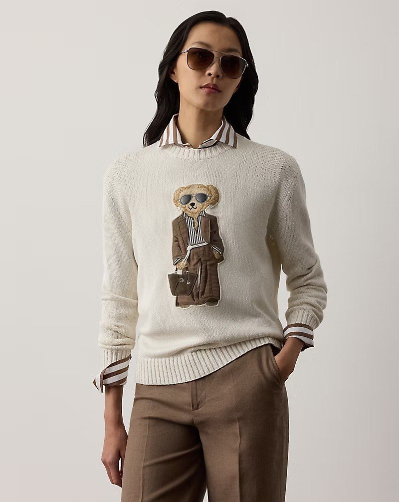 Summer Polo Bear Silk Crewneck Sweater