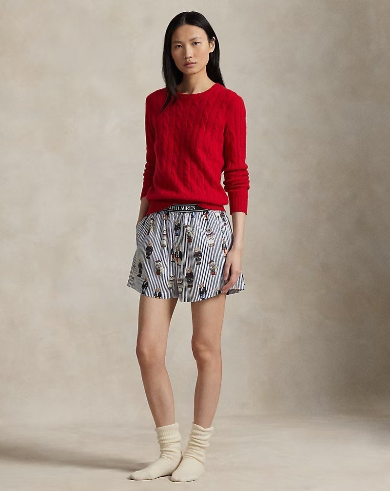 Striped Polo Bear Cotton Sateen Boxer