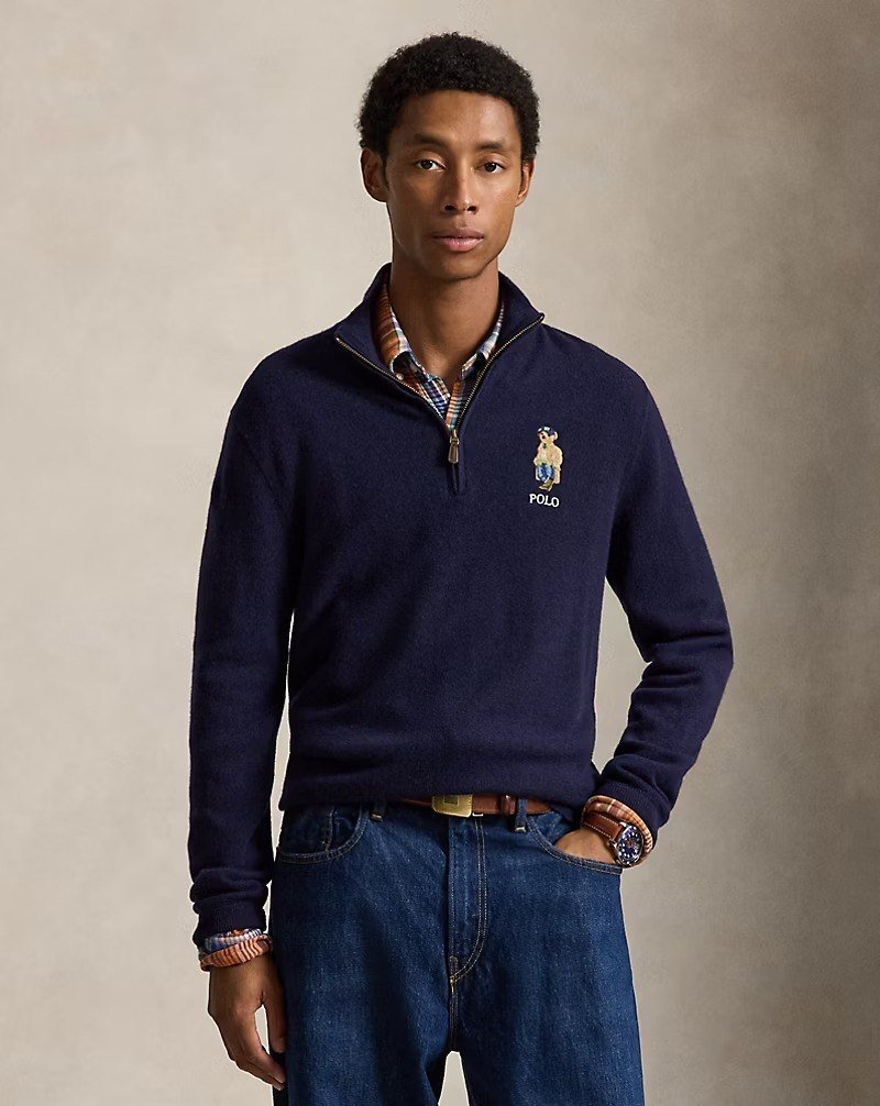 Polo Bear Wool Quarter-Zip Sweater