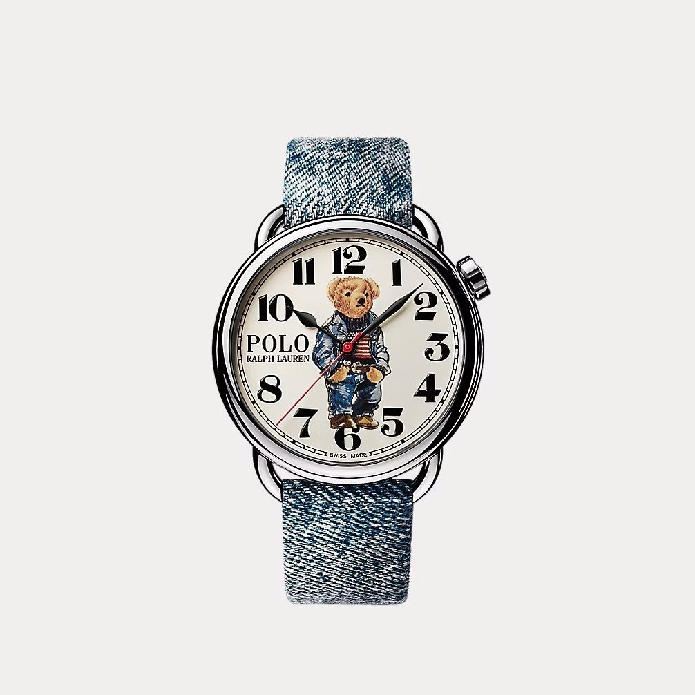 42 MM Denim Polo Bear Steel White Dial