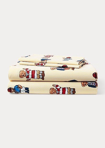 Teddy Bear Stripe Sheet Set queen size