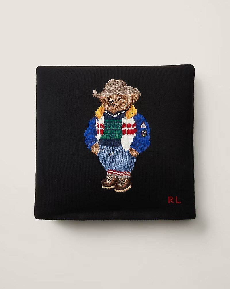 Ski Polo Bear Throw Pillow