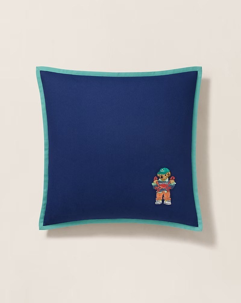 Seaside Polo Bear Throw Pillow