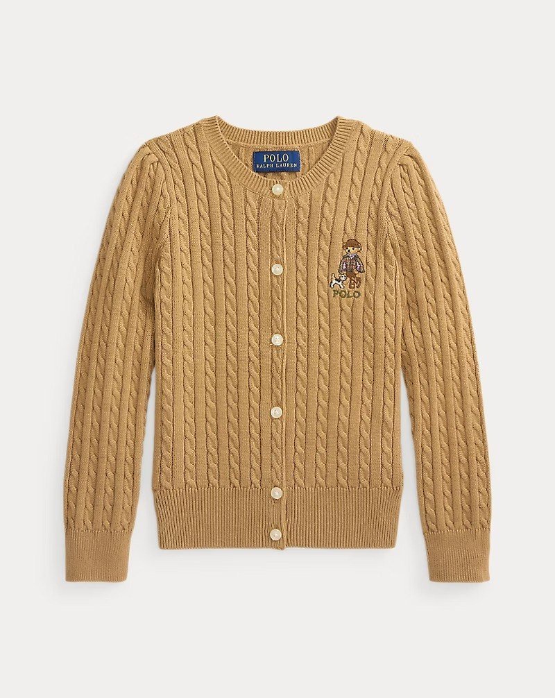Polo Bear Mini-Cable Cotton Cardigan