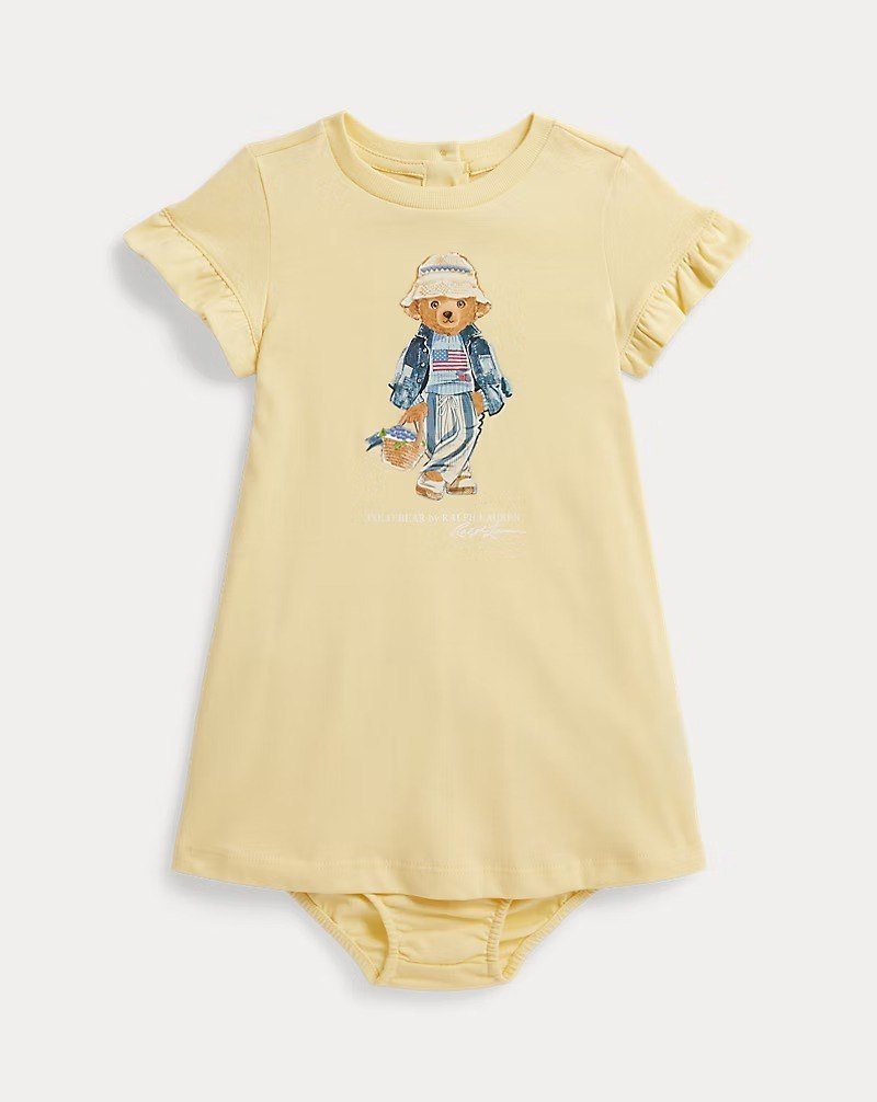 Polo Bear Cotton Jersey Dress & Bloomer