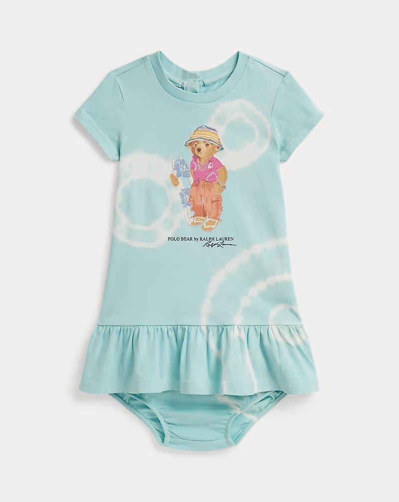 Tie-Dye Polo Bear Cotton Dress & Bloomer