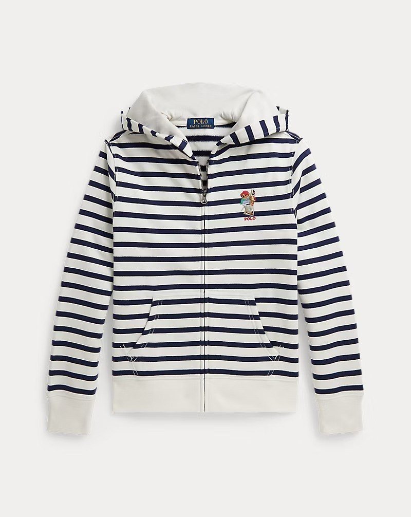 Polo Bear Striped Fleece Hoodie