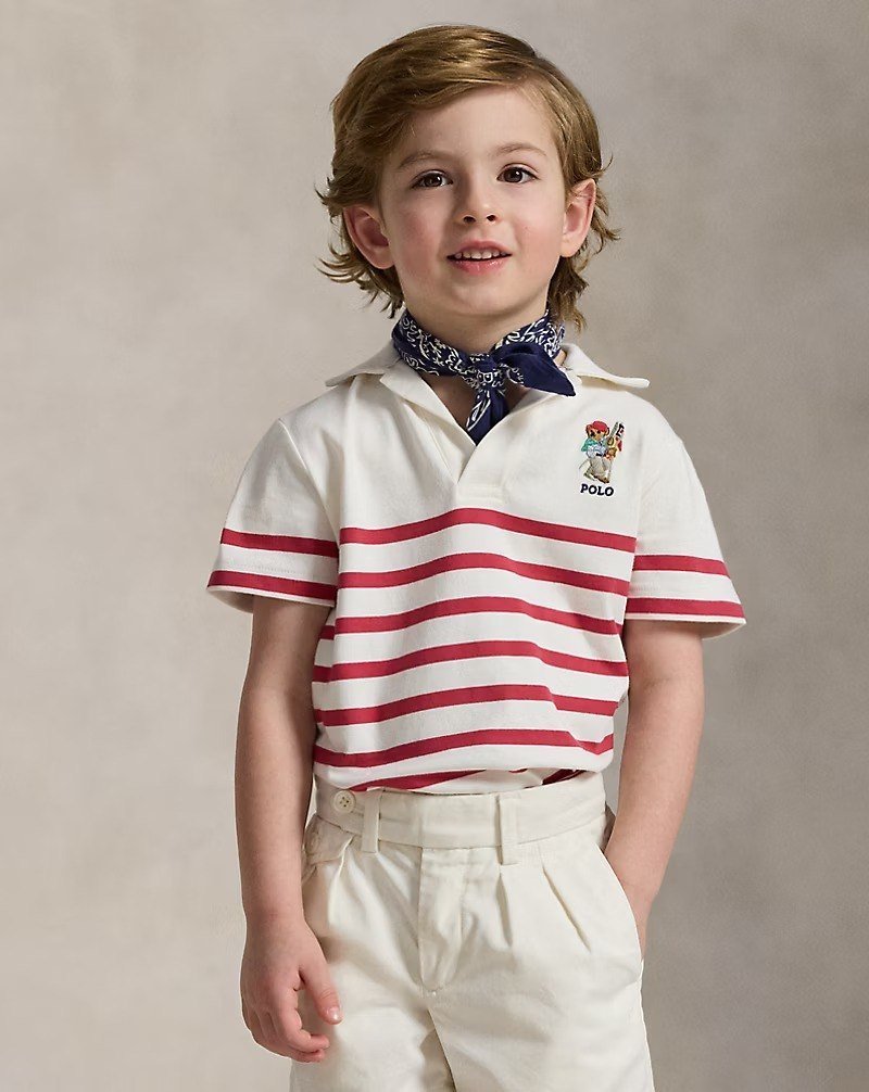 Polo Bear Striped Cotton Polo Shirt