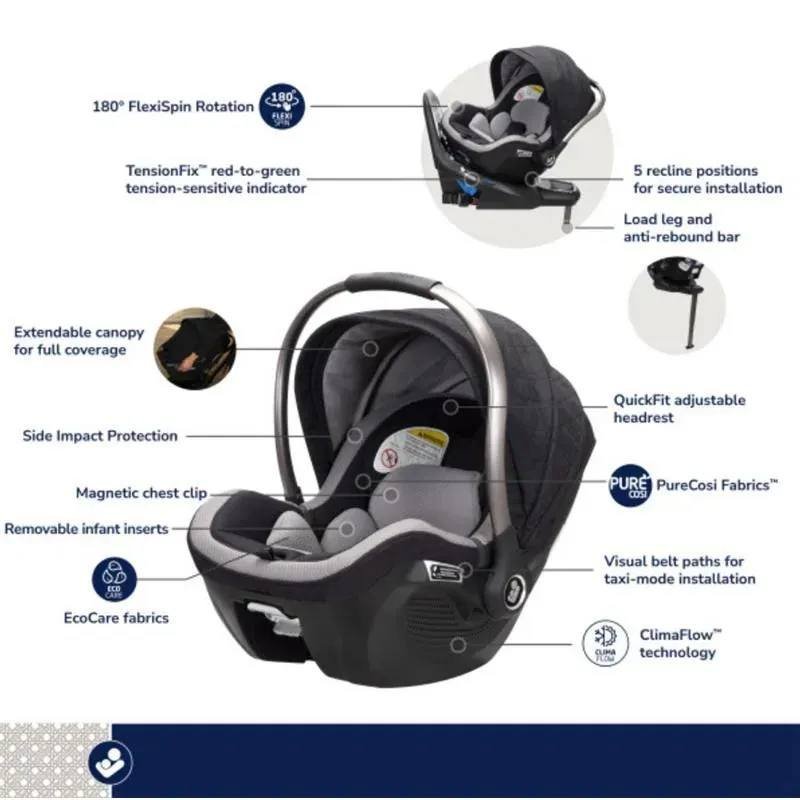 MAXI-COSI - PERI 180° ROTATING INFANT CAR SEAT KINDRED COLLECTION, ONYX HERITAGE
