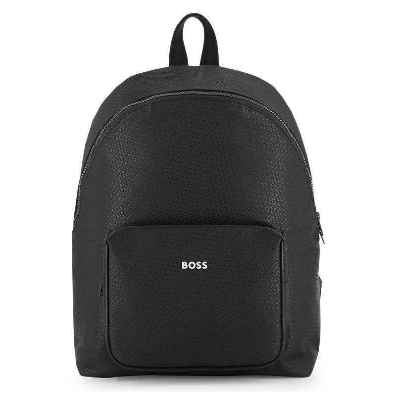 HUGO BOSS BABY - BACKPACK IN EMBOSSED POLYESTER MONOGRAM BLACK