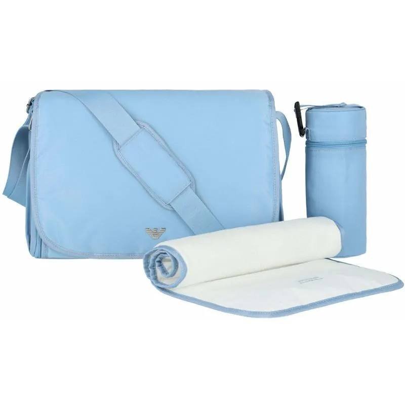 ARMANI BABY - MUMMY BAG SET WITH EAGLE PLATE SKY BLUE