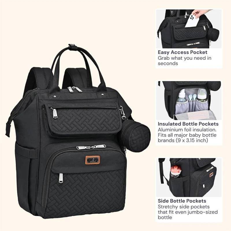 BABBLEROO - DIAPER BAG BACKPACK BLACK