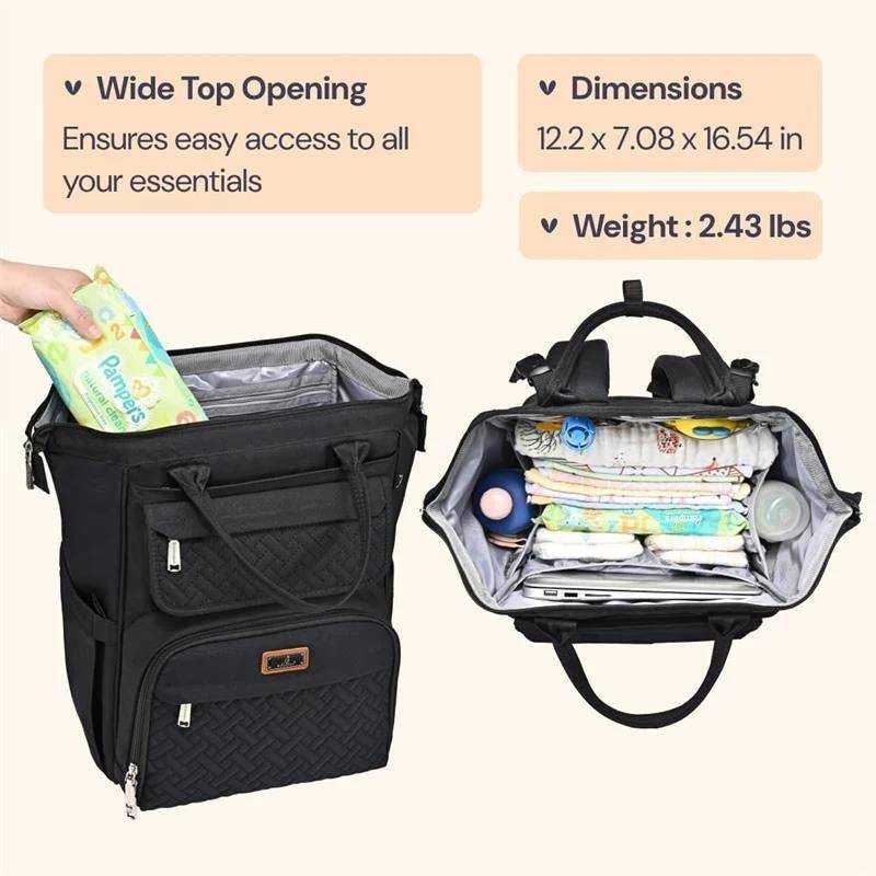BABBLEROO - DIAPER BAG BACKPACK BLACK