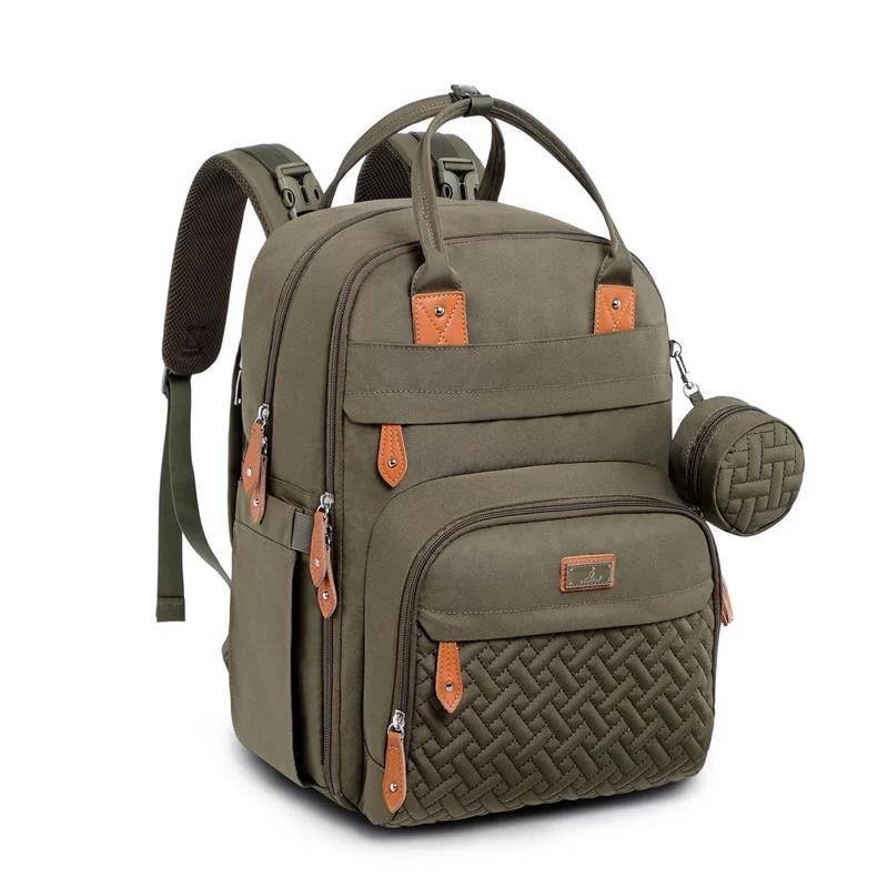 BABBLEROO - DIAPER BAG BACKPACK TRAVEL ESSENTIALS BABY BAG WITH CHANGING PAD, ARMY GREEN