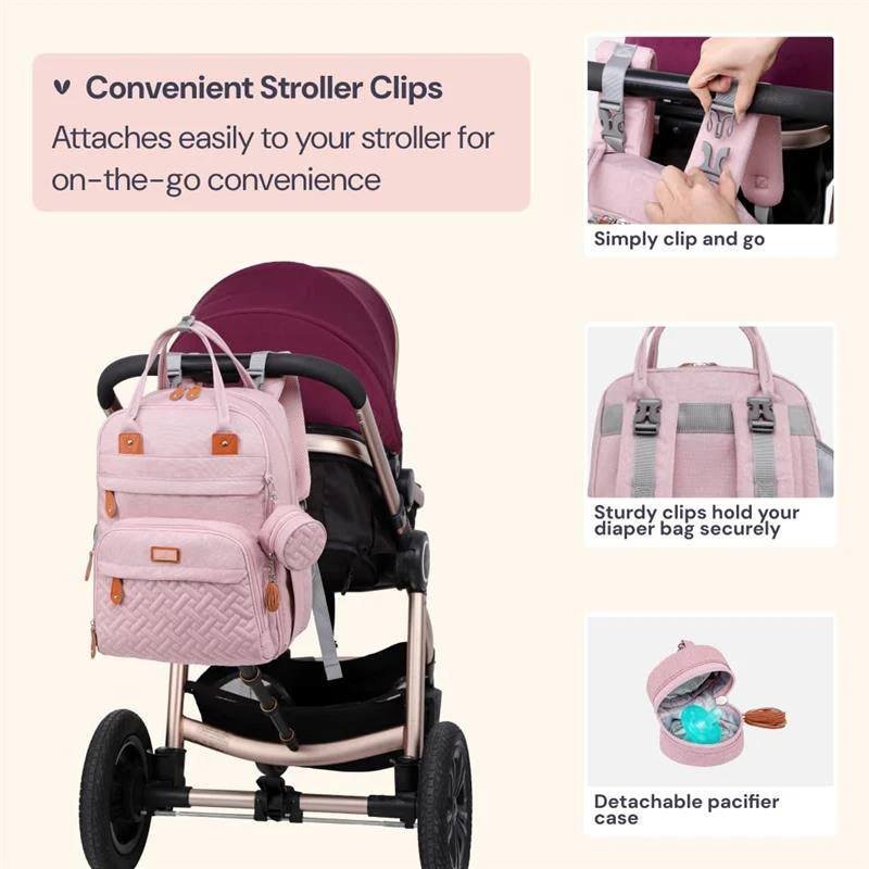 BABBLEROO - TRAVEL TOTE MULTI FUNCTION WATERPROOF BAG, PINK