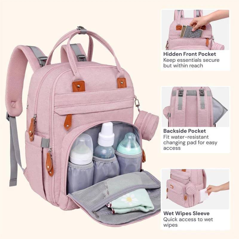 BABBLEROO - TRAVEL TOTE MULTI FUNCTION WATERPROOF BAG, PINK