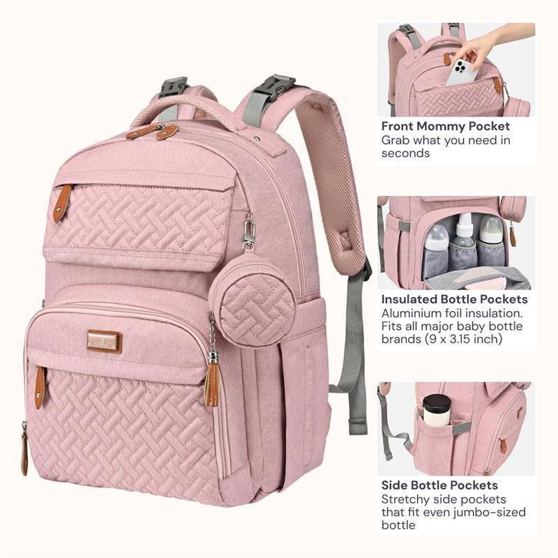 BABBLEROO - DIAPER BAG BACKPACK, PINK