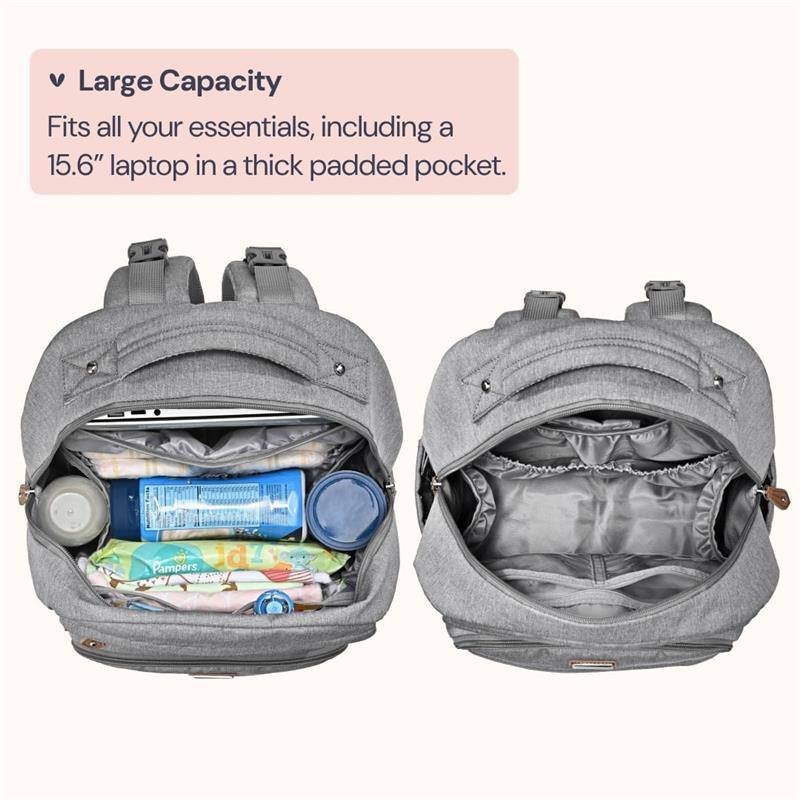 BABBLEROO - TRAVEL BACKPACK WITH CHANGING PAD, LIGHT GRAY