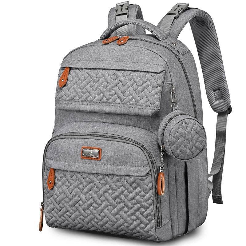 BABBLEROO - TRAVEL BACKPACK WITH CHANGING PAD, LIGHT GRAY