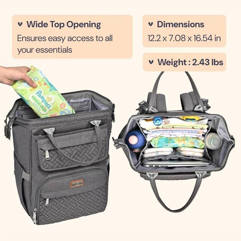 BABBLEROO - DIAPER BAG BACKPACK BAG FOR MOMS DADS (DARK GRAY)